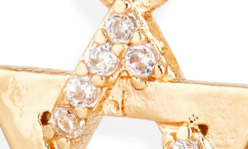 Leith Star Of David Cubic Zirconia Drop Huggie Hoop Earrings In Brown