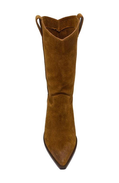 Steve Madden Stetson Suede Western Boot In Chestnut Suede