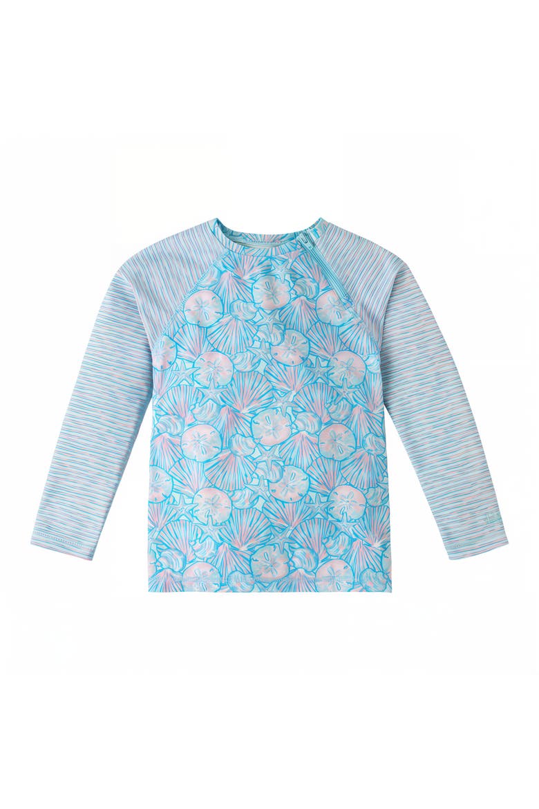 Zippy Long Sleeve Sun & Swim Shirt, Main, color, Candy Shells & Stripes