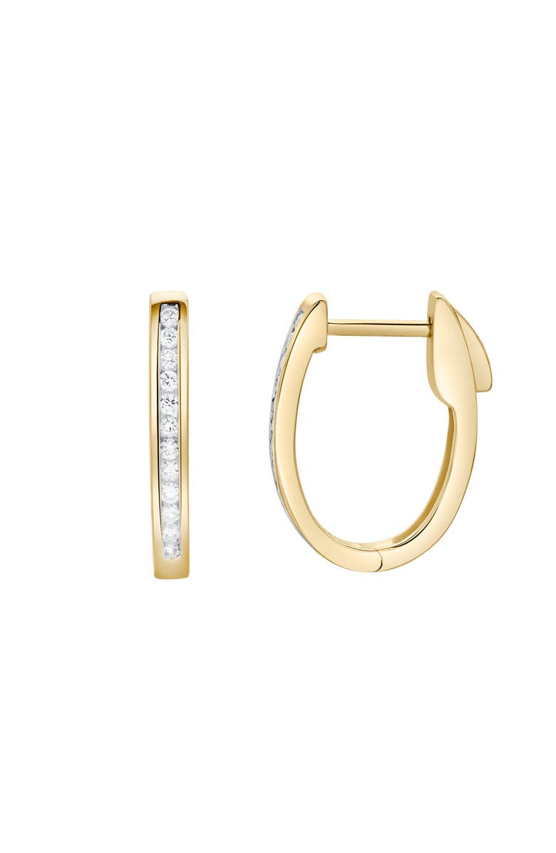LuvMyJewelry Florisse Channel-Set Diamond Huggie Hoop Earrings in 14K Gold, Main, color, 14K Yellow Gold