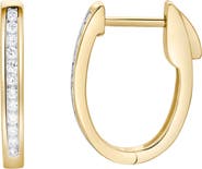 LuvMyJewelry Florisse Channel-Set Diamond Huggie Hoop Earrings in 14K Gold
