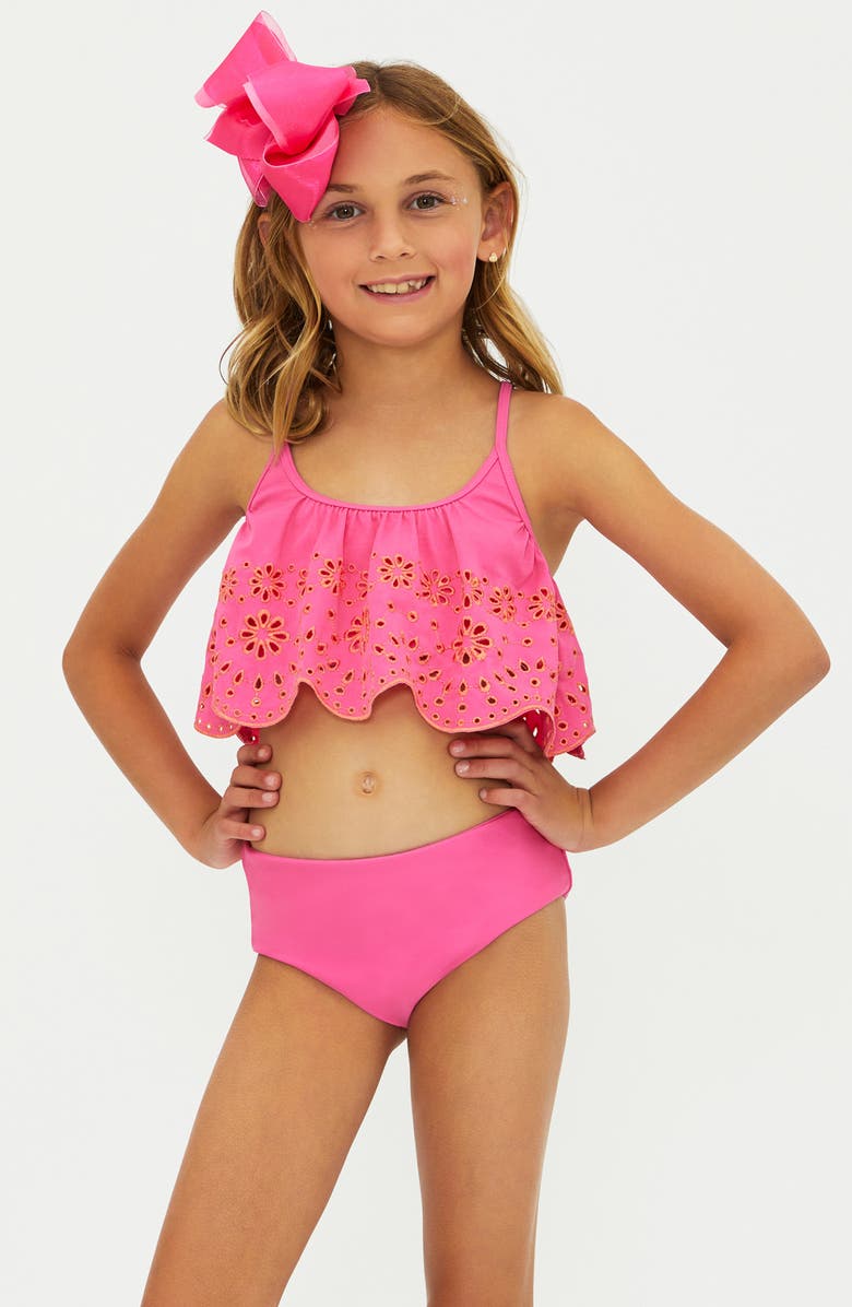 Beach Riot Kids' Little Tanvi/Janie Two-Piece Swimsuit, Main, color, Strawberry