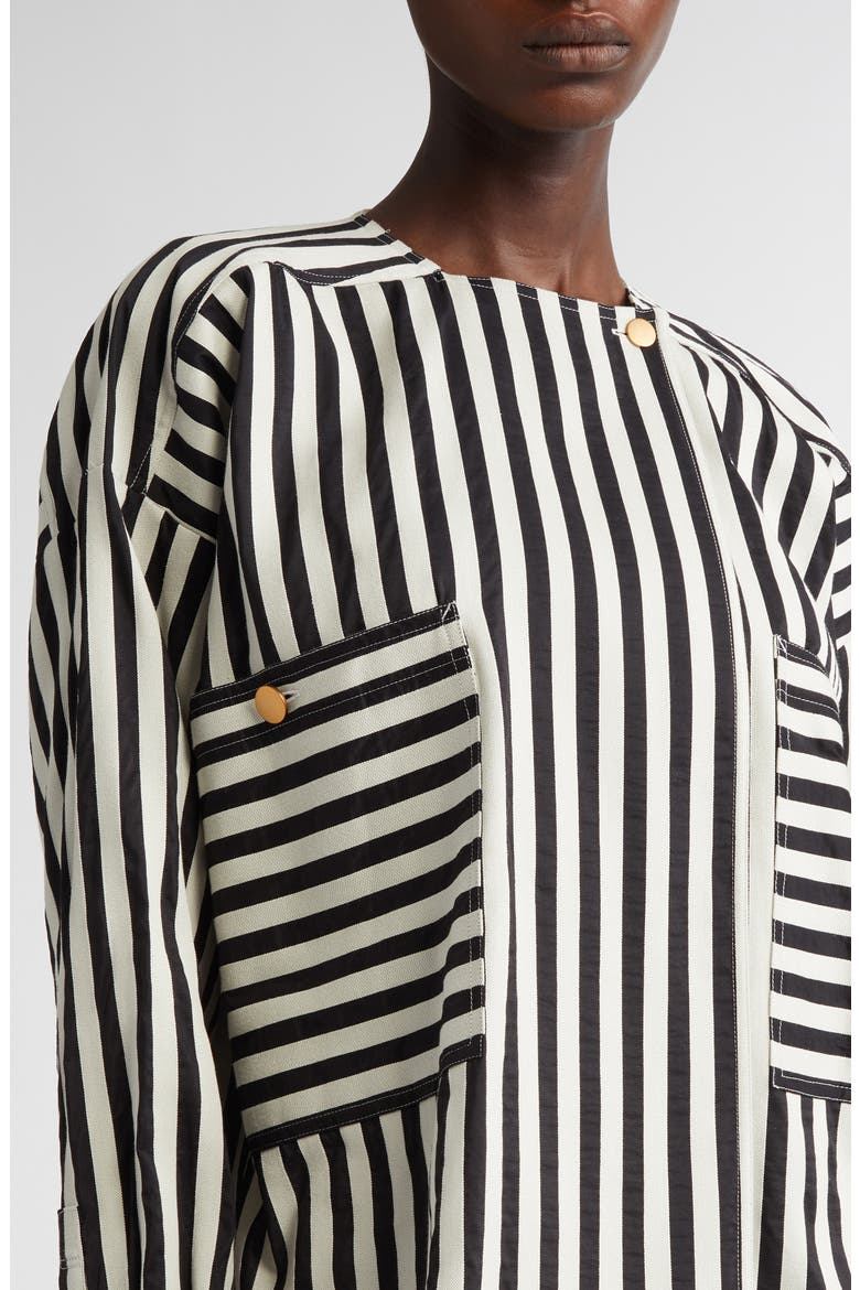 Paio Stripe Cotton & Silk Shirt, Alternate, color, WHITE/ BLACK