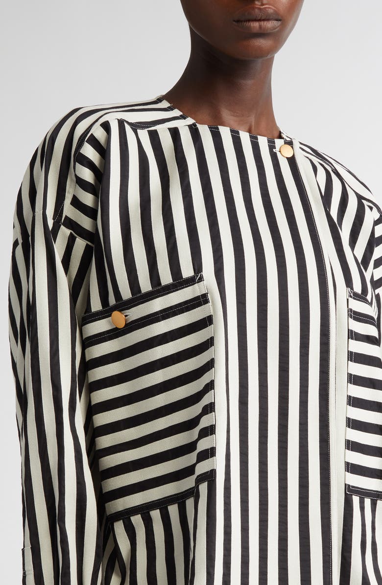 Max Mara Paio Stripe Cotton & Silk Shirt, Alternate, color, White/ Black