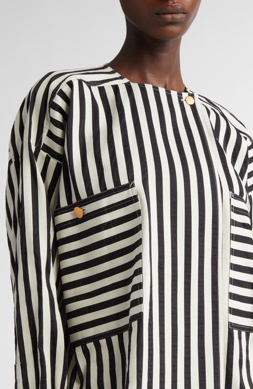 Max Mara Womens White Black Paio Striped Cotton And Silk-blend Shirt In White/black