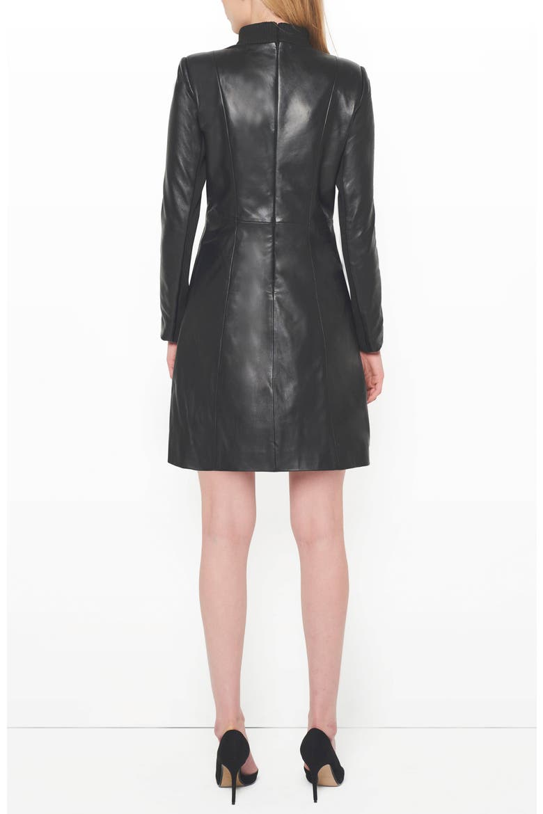 The Lbd Upcycled Leather Dress, Alternate, color, Black