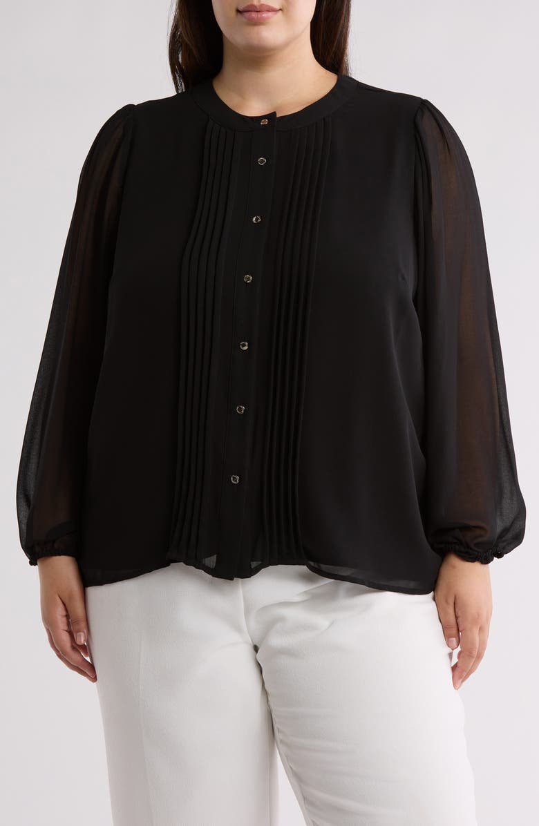 Calvin Klein Pleated Button-Up Shirt, Main, color, 