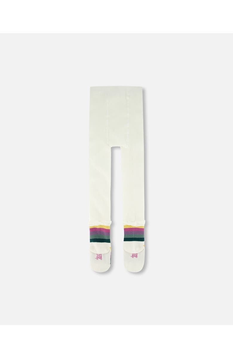 Deux par Deux Striped Footed Knit Tights, Alternate, color, Off-White