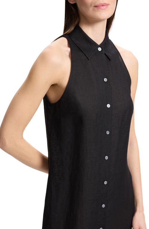 Theory Sleeveless Button-up Midi Shirtdress In Black