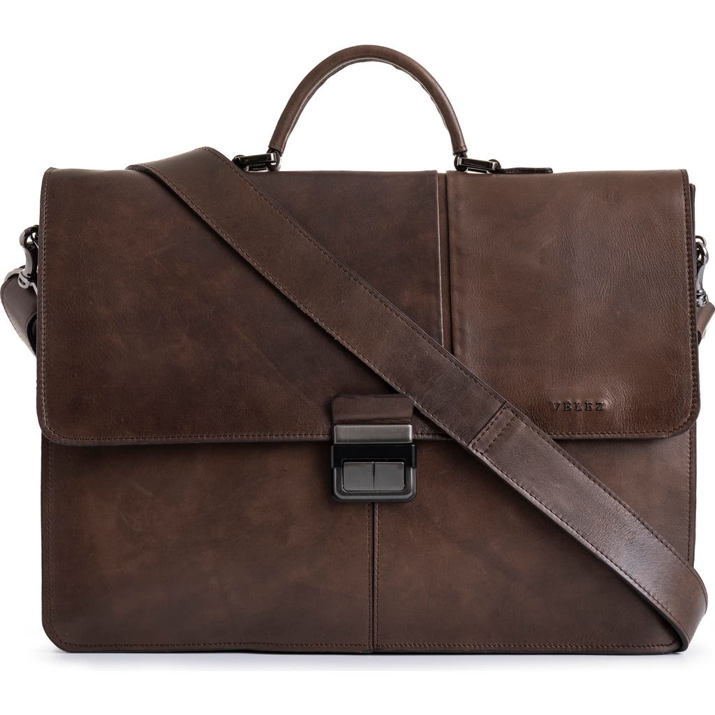 Velez Aperto Leather Laptop Bag for Men in Dark Brown  product