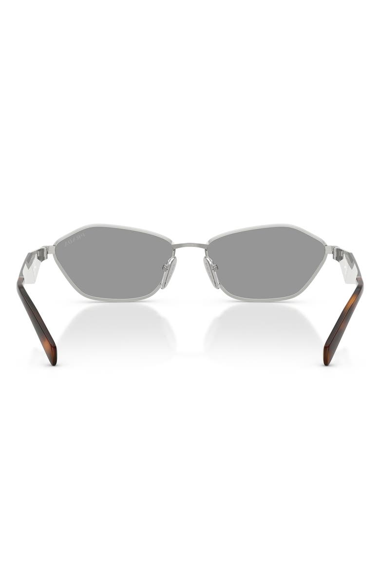 Prada 57mm Irregular Sunglasses, Alternate, color, Silver / Grey