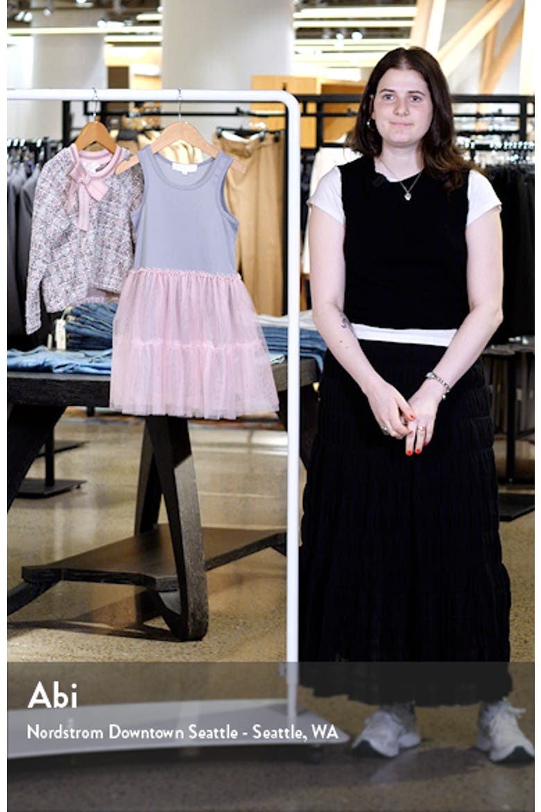 Kids' Tweed & Tulle Faux Two-Piece Dress video