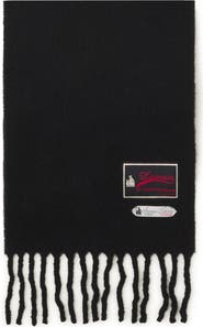 Lanvin Fringed Wool Scarf With 22 Faubourg Label