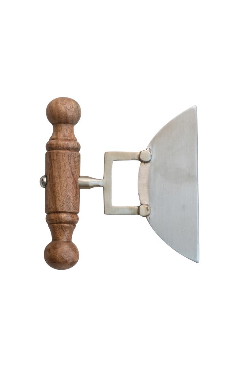 Storied Home Stainless Steel Cheese Knife with Brass Detail and Acacia Wood Handle, Natural, Main, color, Natural