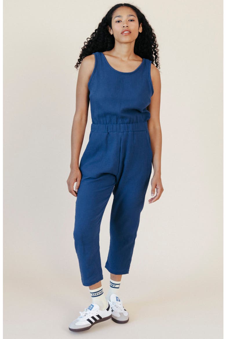 Jameela Organic Cotton Gauze Jumpsuit, Alternate, color, Deep Sea