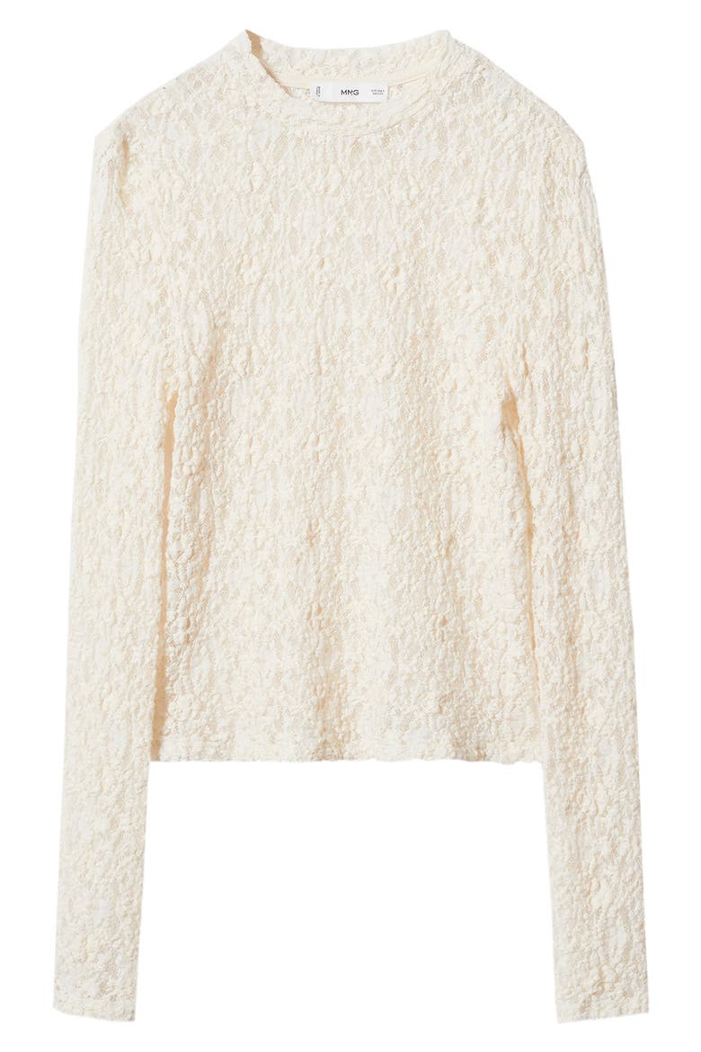 Semisheer Floral Lace Top, Alternate, color, OFF WHITE
