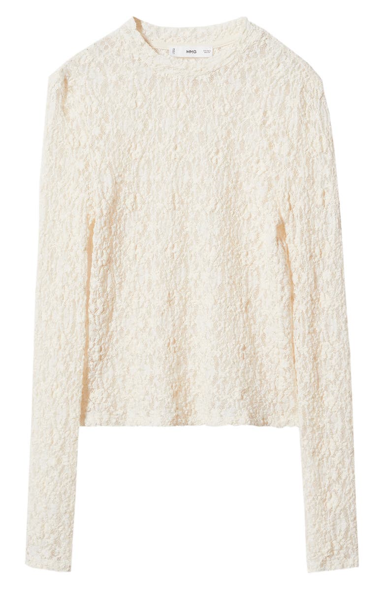 MANGO Semisheer Floral Lace Top, Alternate, color,