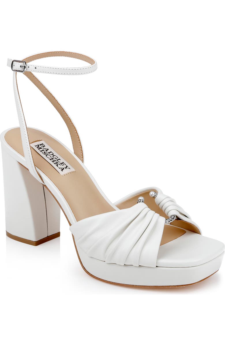 Badgley Mischka Collection Veda Ankle Strap Platform Sandal, Main, color, White Leather