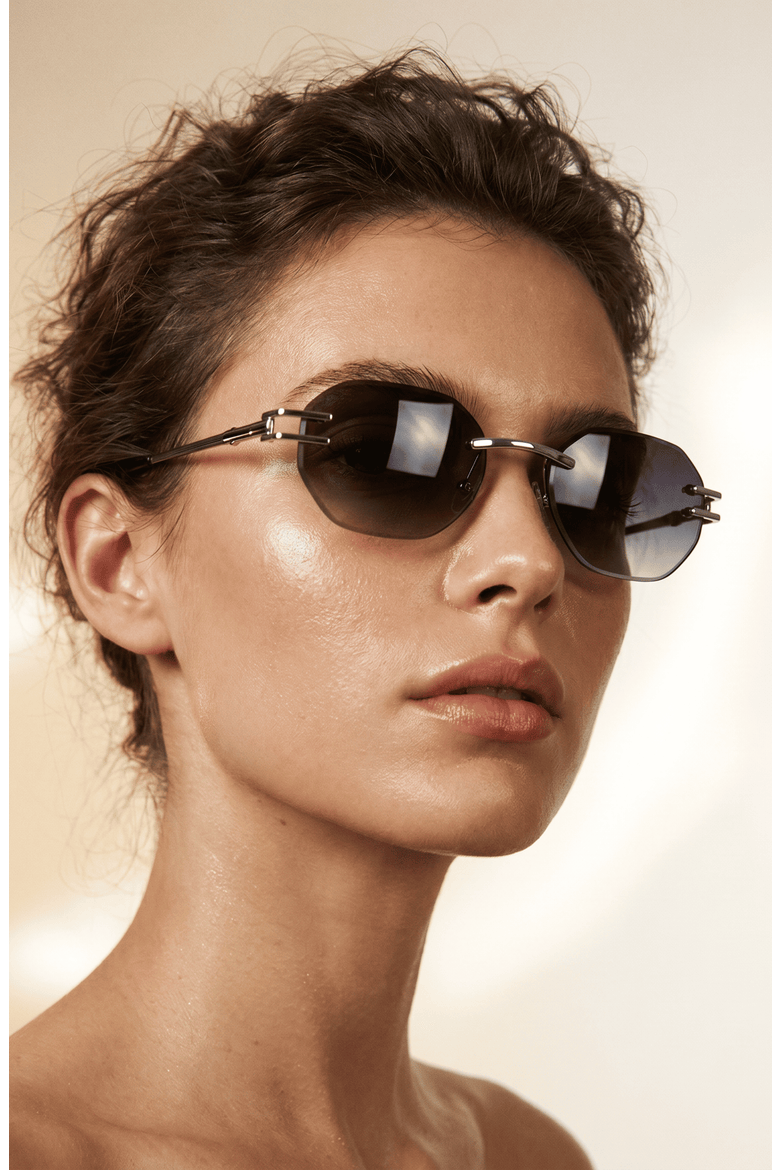 Emil 54mm Rimless Sunglasses, Alternate, color, Black