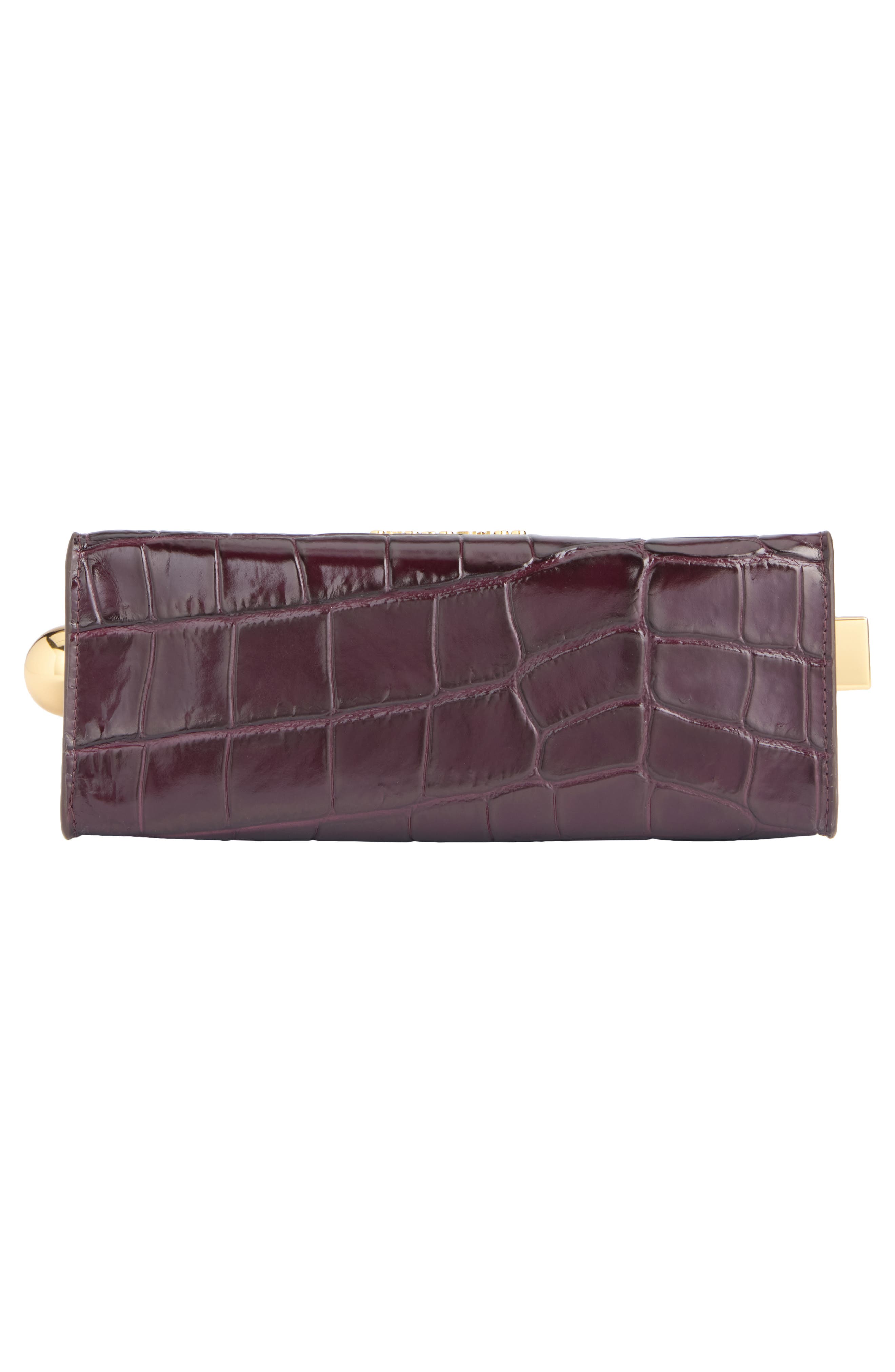 Le Sac Rond Carré Croc Embossed Leather Clutch, Alternate, color, DARK BURGUNDY 495