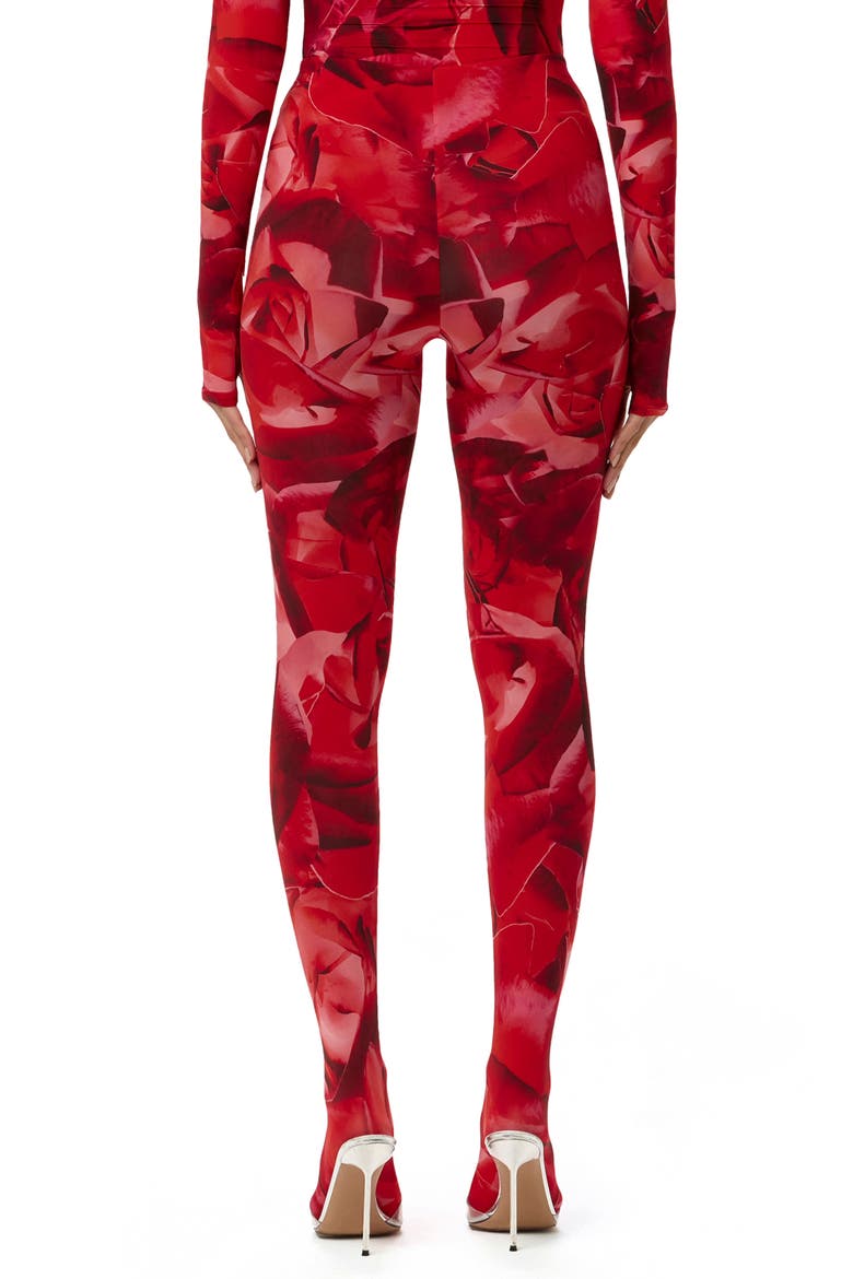 Bare Body Printed Closed Toe Leggings, Alternate, color, ROUGE ROSE
