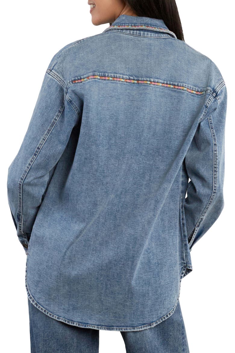 Kaleidoscope Embroidered Denim Shirt Jacket, Alternate, color, MULTI DENIM