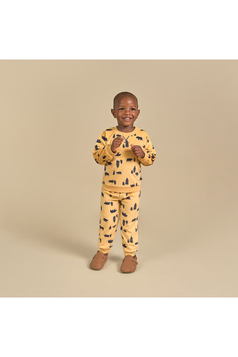 Fleece Pajama Top & Pant Set, Alternate, color, Yellow Forest
