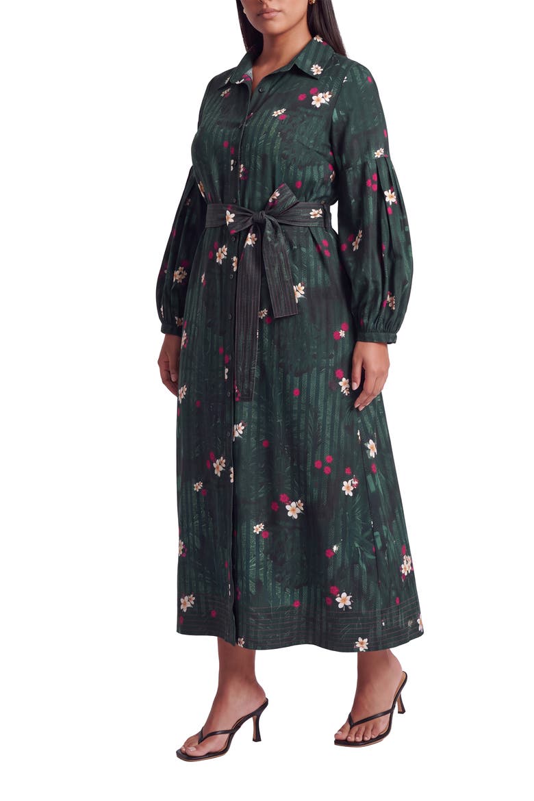 Alicia Midi Shirt Dress, Alternate, color, EMERALD GREEN