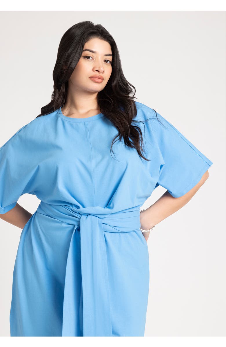 ELOQUII Cross Front Flutter Sleeve Dress, Alternate, color, Cobalt