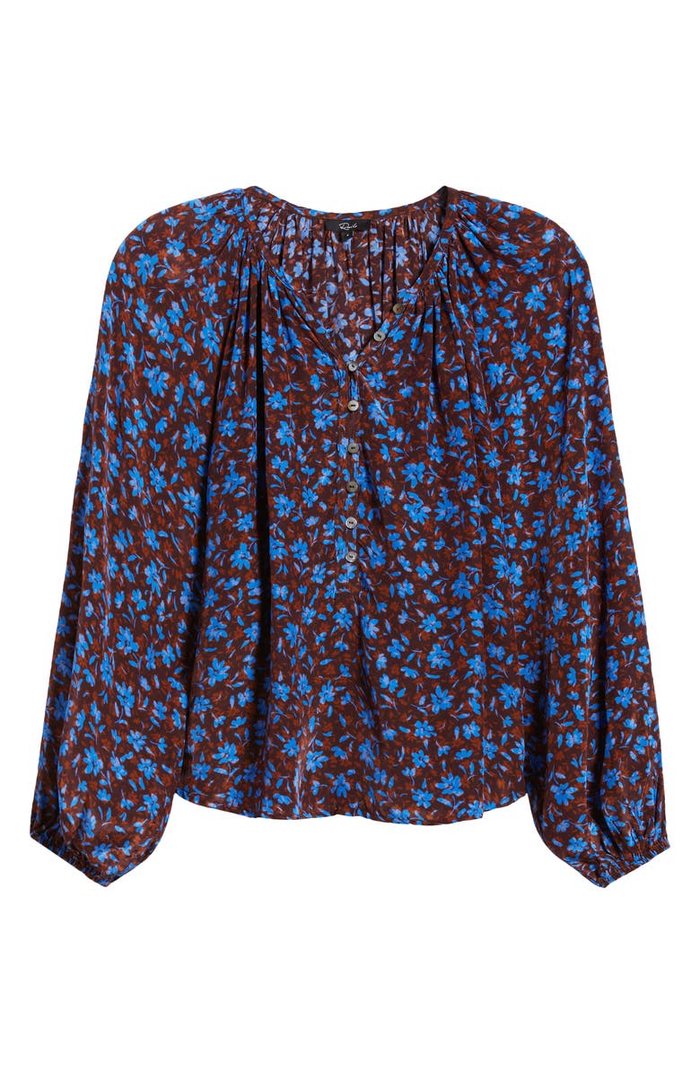 Rails Indi Floral Cotton Balloon Sleeve Top, Alternate, color, Russet Camellia