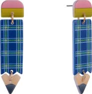Hallmark Acrylic Plaid Pencil Earrings