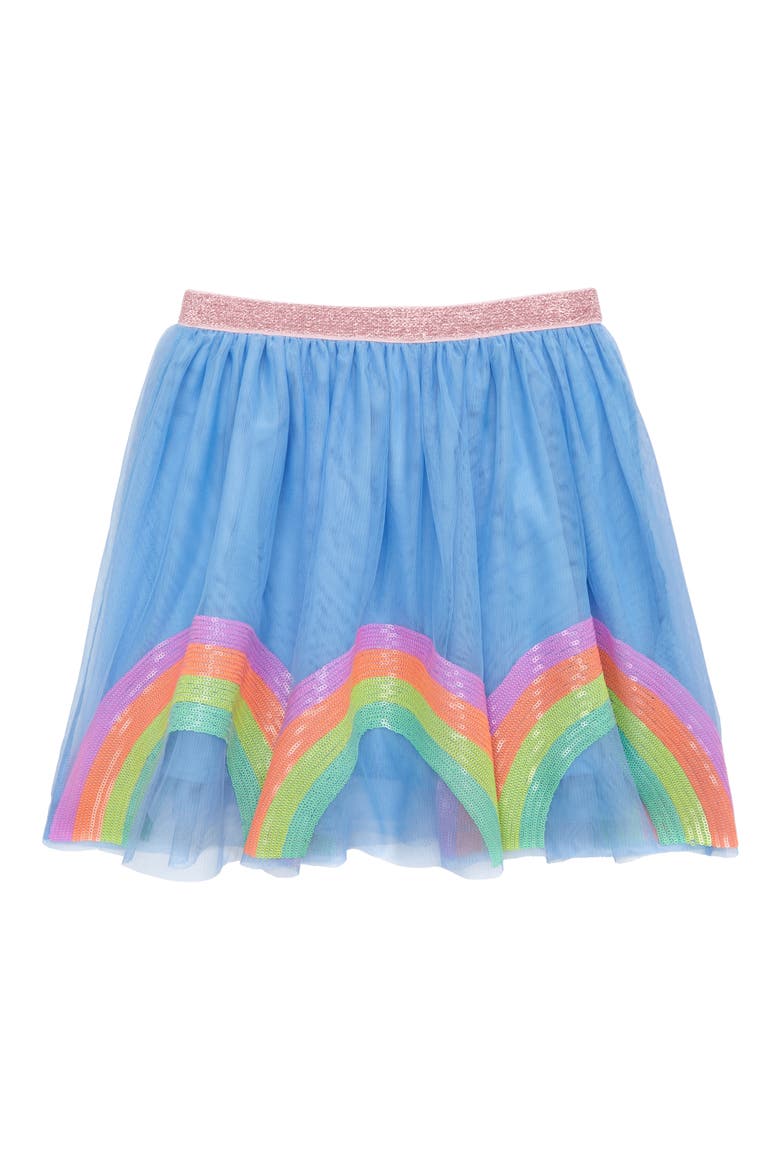 Rainbow Sequin Tulle Skirt, Main, color, SKY BLUE RAINBOW