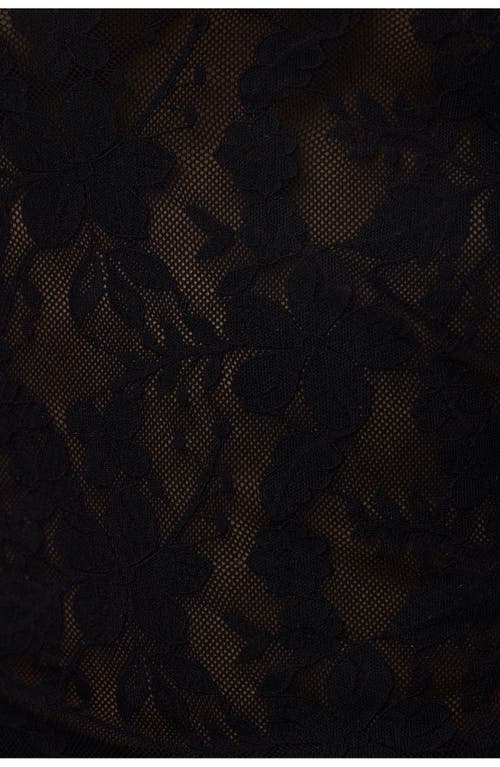 Naked Wardrobe Lace Long Sleeve Button-up Top In Black