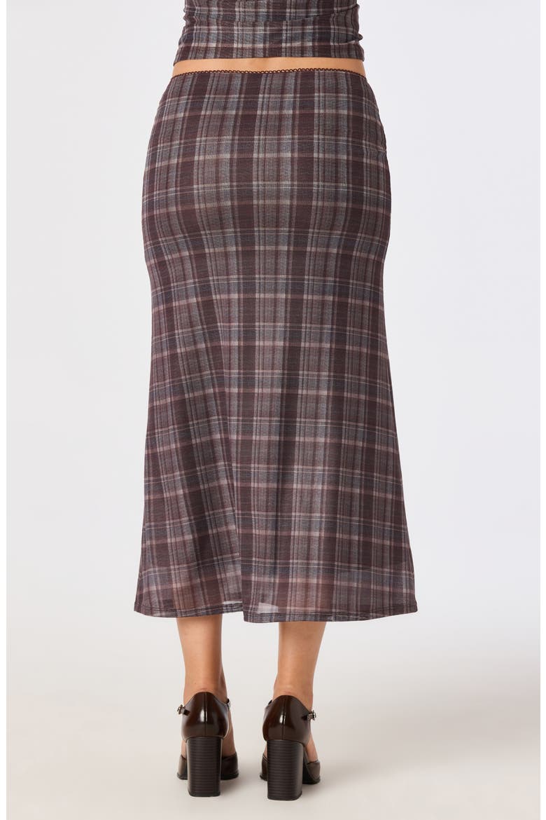 Baila Plaid Mesh Midi Skirt, Alternate, color, BROWN BLUE PLAID
