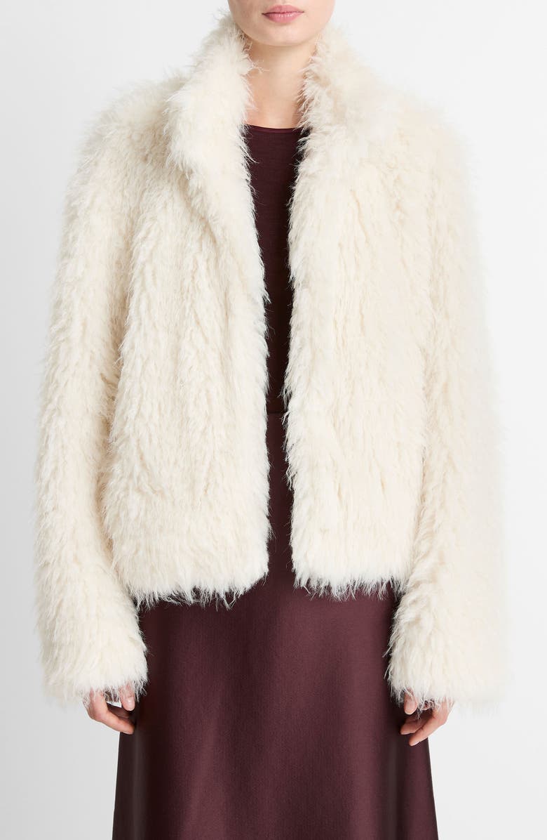 Vince Shaggy Faux Fur Jacket, Main, color, Light Cream
