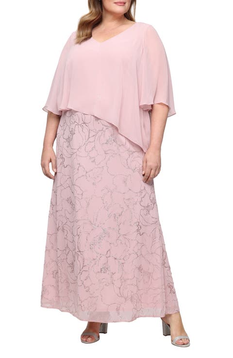 Glitter Chiffon Gown (Plus)