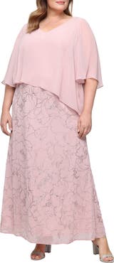 SL FASHIONS Glitter Chiffon Gown
