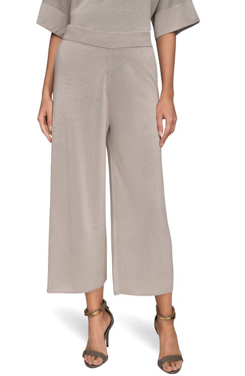 Sequin Dot Crop Wide Leg Knit Pants