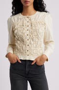 Damson Madder Elliana Smocked Organic Cotton Cardigan