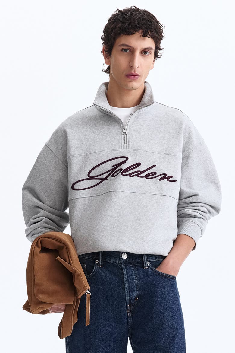 Relaxed Fit Zip-top Sweatshirt, Main, color, Gray melange/Golden