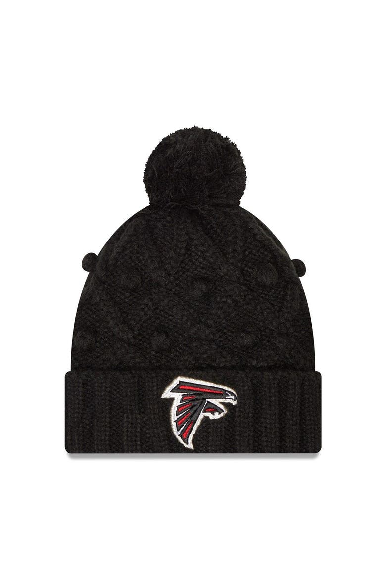 Women's New Era Black Atlanta Falcons Toasty Cuffed Knit Hat with Pom, Main, color, Black