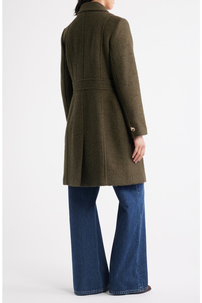 Inset Waist Bouclé Coat, Alternate, color, LODEN