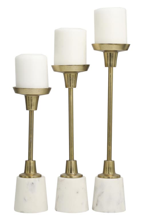 Vivian Lune Home Set Of 3 Modern Candleholders In Gold