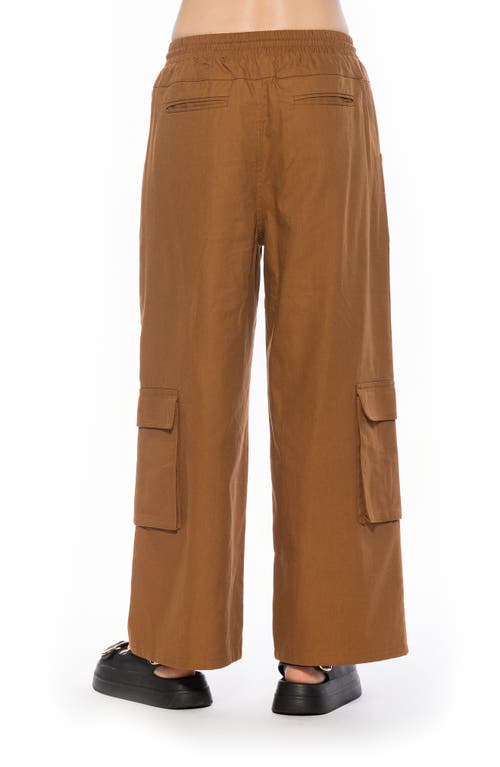 Alexia Admor Evren Drawstring Waist Cargo Pants In Brown