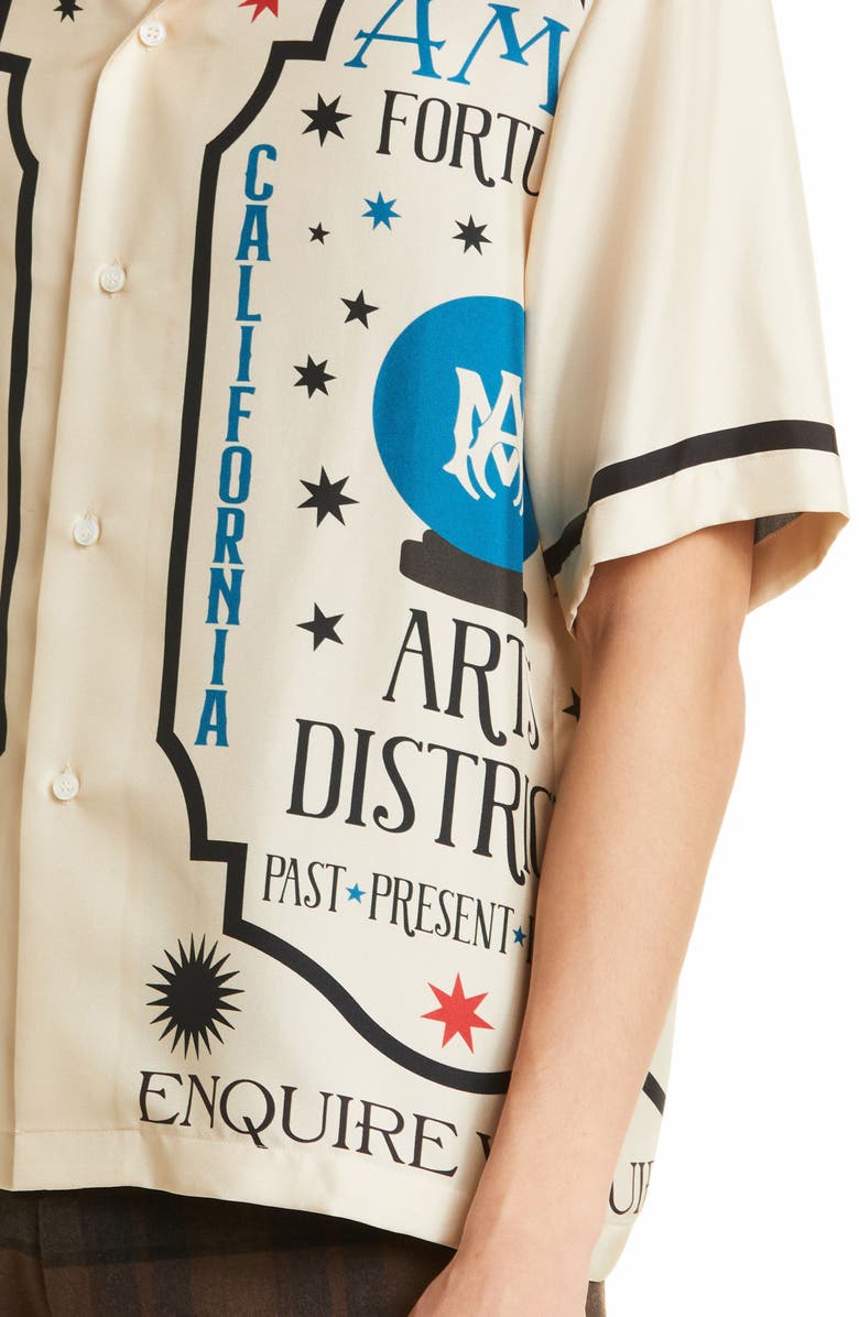 AMIRI Fortune Print Silk Bowling Shirt, Alternate, color,