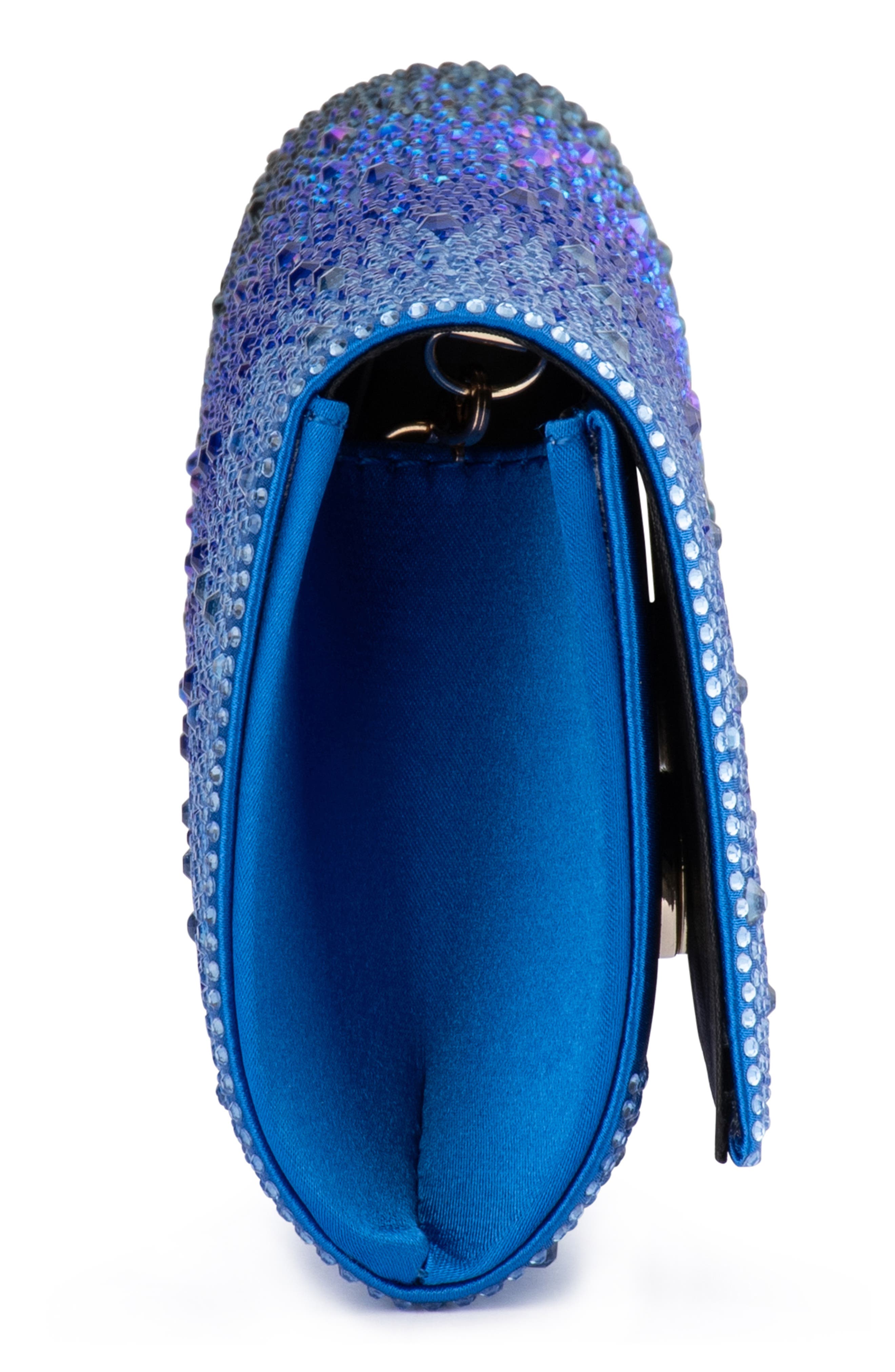 Camille Ombré Hot Fix Crystal Clutch, Alternate, color, BLUE