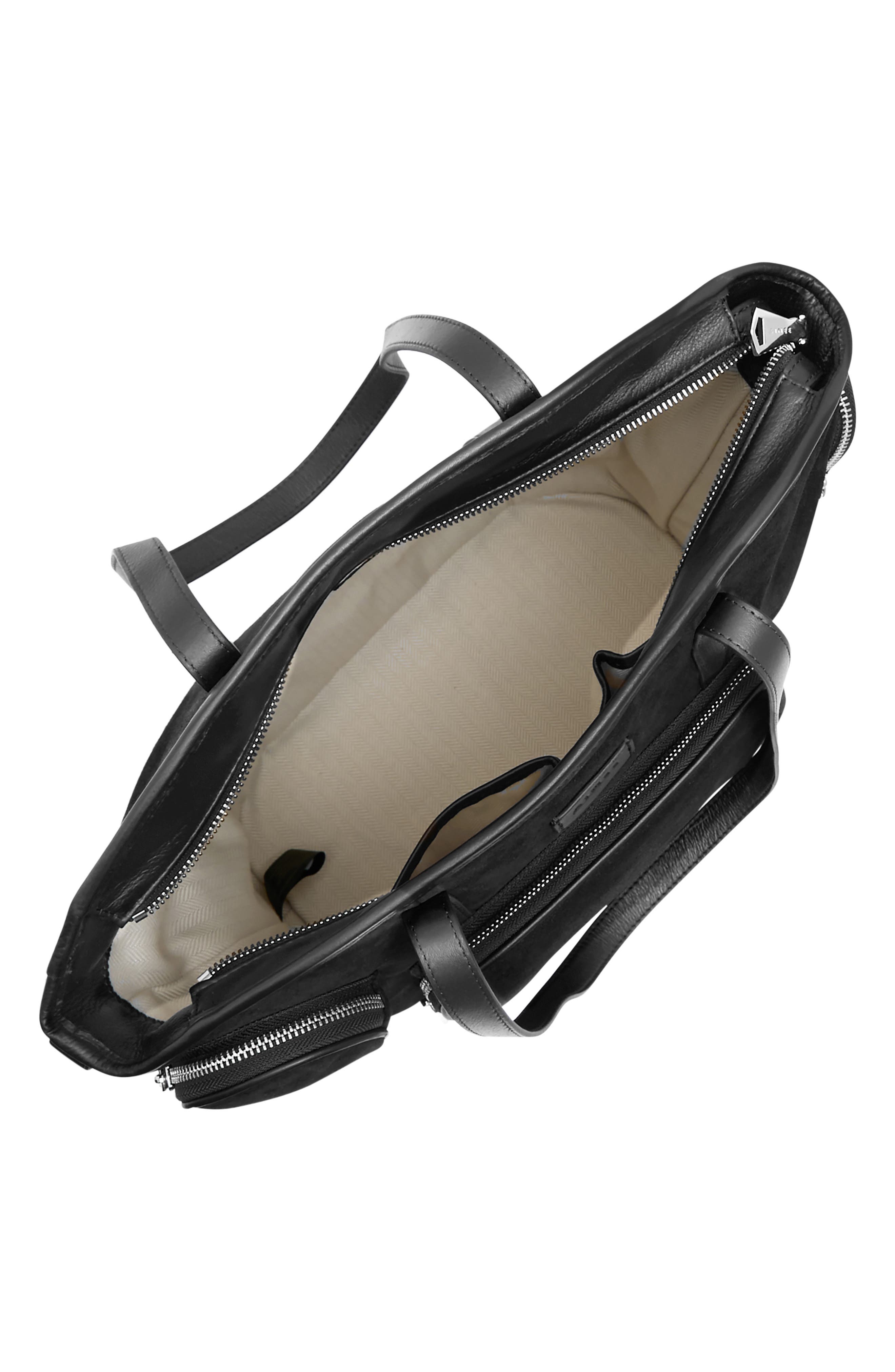 The Skipper Cargo Leather Tote, Alternate, color, BLACK SUEDE