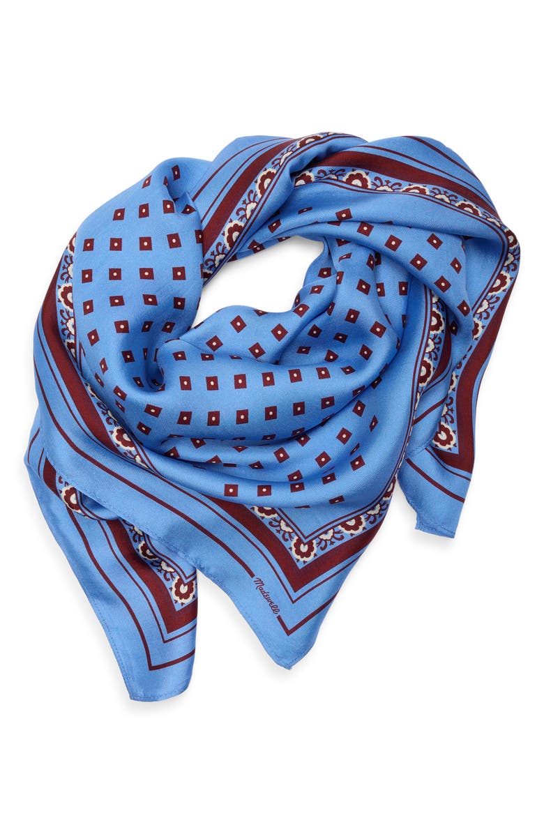Madewell Medium Silk Bandana, Main, color, Retro Blue