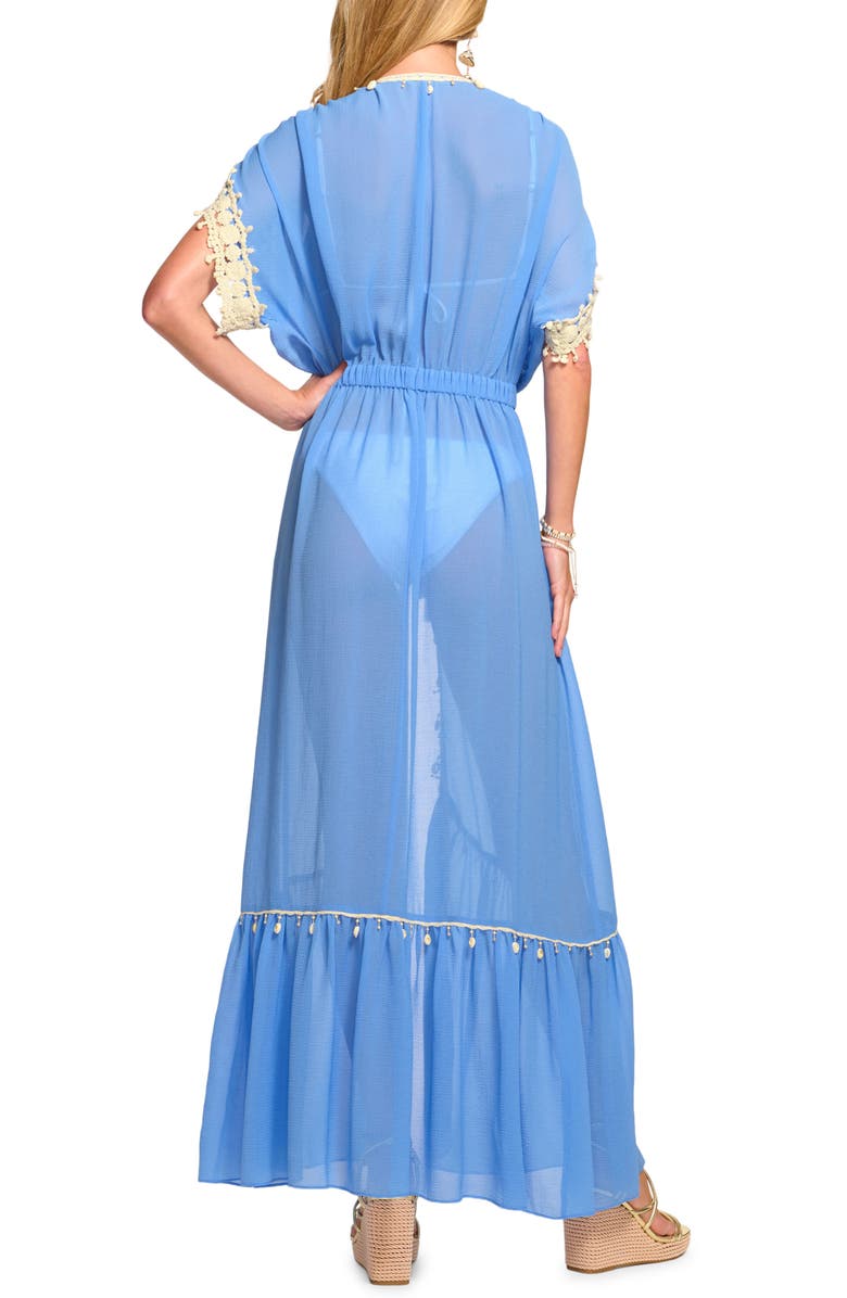 Ramy Brook Nikolai Shell Trim Maxi Cover-Up Dress, Alternate, color, 