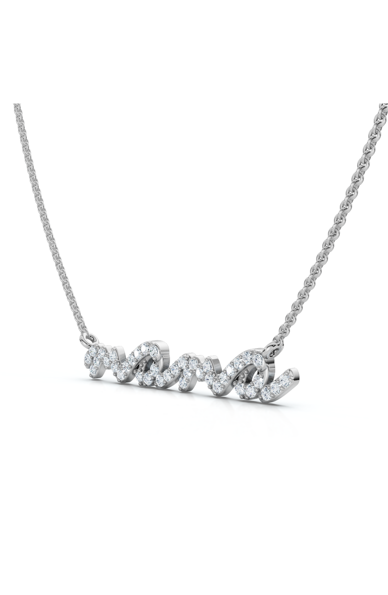 Bliss Diamond Diamond Script Mama Pendant Gold Necklace 1 1/2" Wide Lab Grown, Alternate, color, 10K White Gold